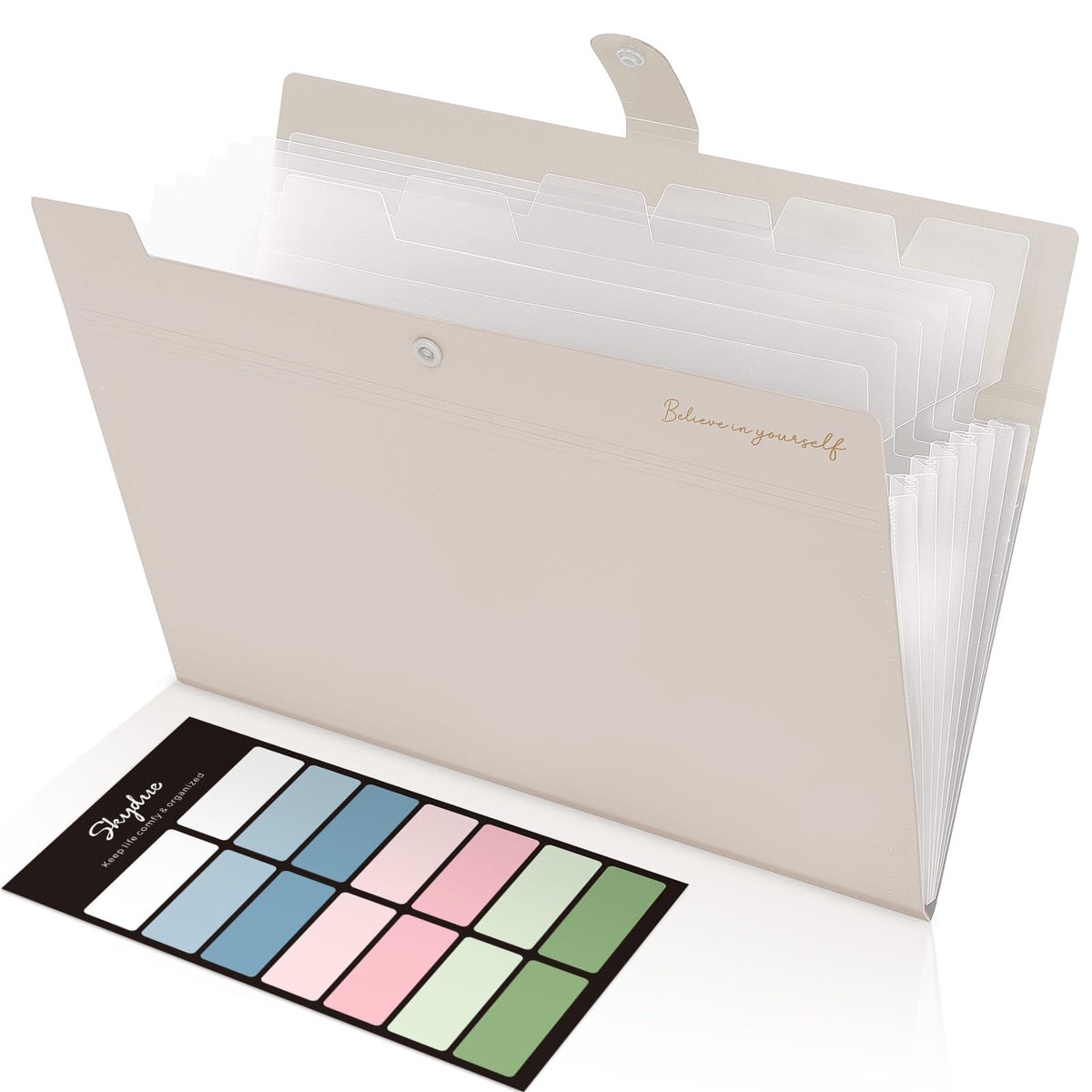 SKYDUE Expanding File Organizer with 8 Pockets, Accordion File Folders with Labels, Portable Document Paper Bill Receipt Organizer, Home College School Office Supplies, Letter Size, Blue