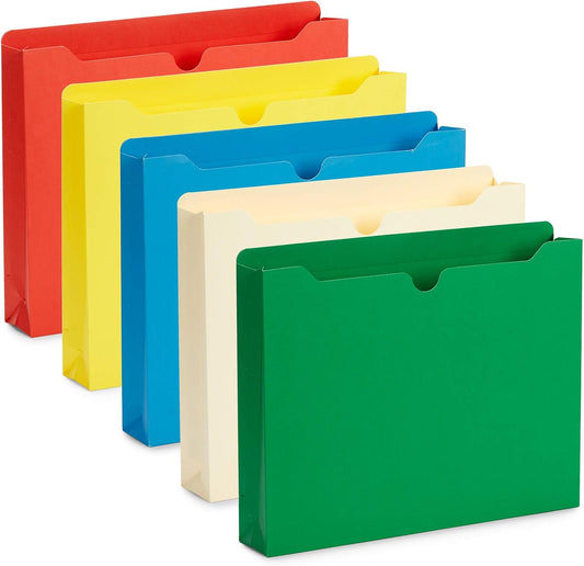 Blue Summit Supplies 25 Expandable File Folders, Letter Size, 2", Assorted