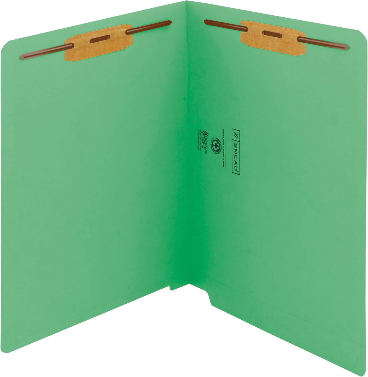 Smead Heavyweight End Tab Fastener File Folder, Shelf-Master® Reinforced Straight-Cut Tab, 2 Fasteners, Letter Size, Manila, 50 per Box (34215)