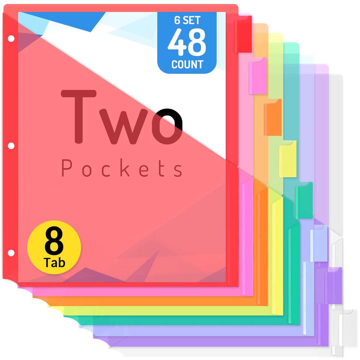 Forvencer 8 Count Dividers with 2 Pockets,8 tabs Binder Dividers with tabs