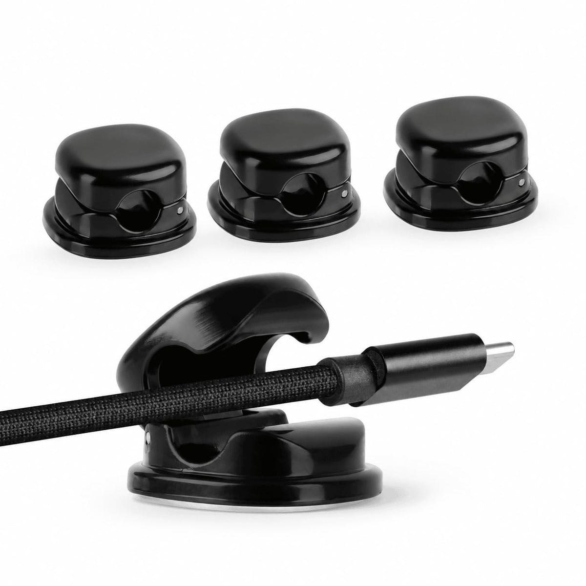 7mm Spring Cable Holder Clips, 9 Pack Desk Cord Organizer, Black