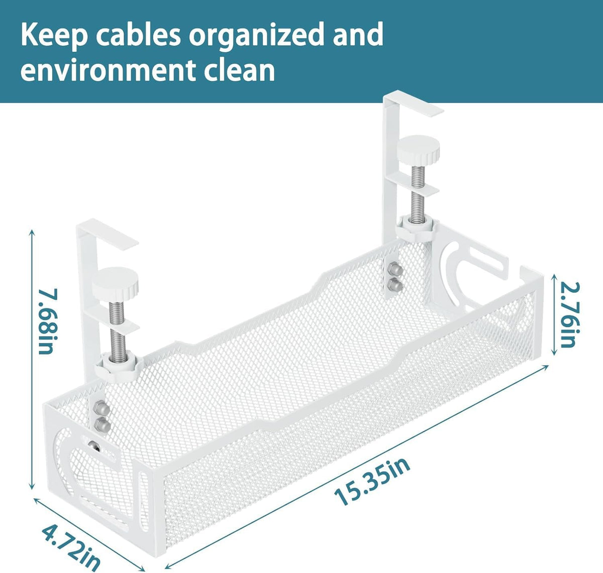 Under Desk Cable Management Tray, No Drill Mesh Cable Tray Cord Organizer