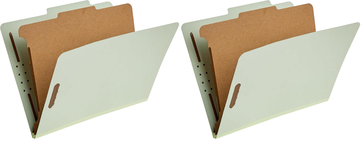 Amazon Basics Classification Folder with Prongs, 100% Recycled, 2 Dividers, 2" Embedded Fasteners, Letter Size, for Documents Organization, Light Blue, 10 Count