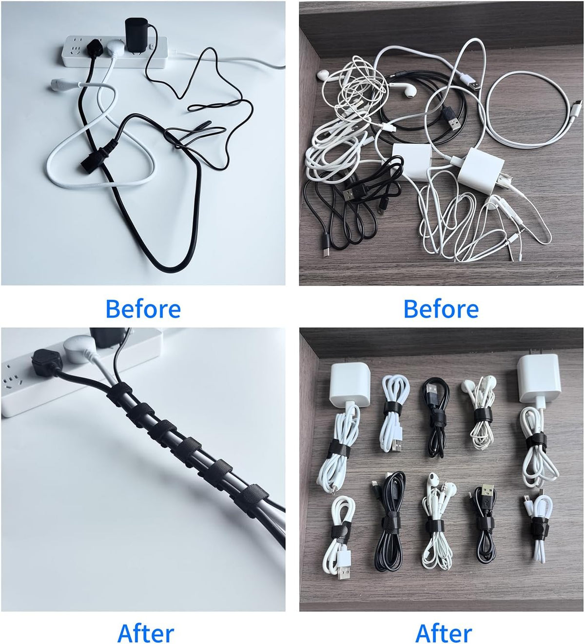 10 Inches 120 PCS Black Reusable Cable Ties,Multi-purpose Adjustable Cord Straps,Cable Organizer,Cord Wrap and Hook Loop Cords Management,Adjustable Cord Ties
