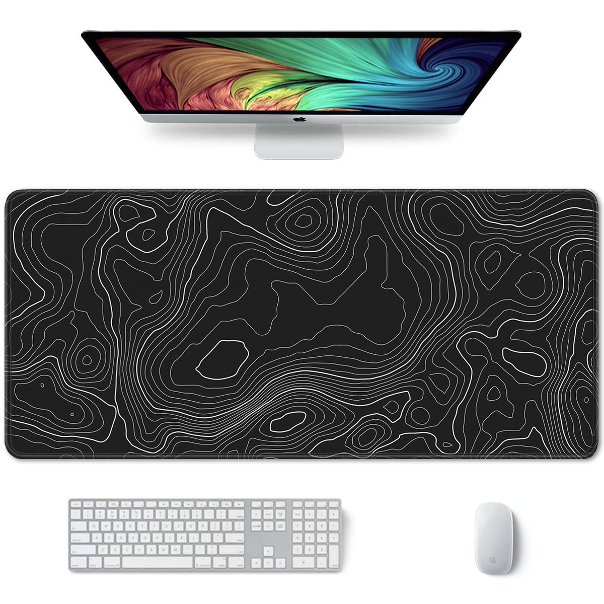 Desk Mat, Ultra Large Mouse Pad, XXL Gaming Mousepad, Green Tropical Leaves Deskpad, Big Extended Full Size Mouse Pad, Desktop Desk Matt for Keyboard, Laptop & Computer, 35.5 x 15.7 in