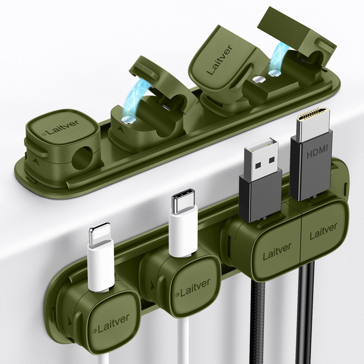 6 Pack Magnetic Cable Clips [1s Open/Lock], Cord Organizer Holder