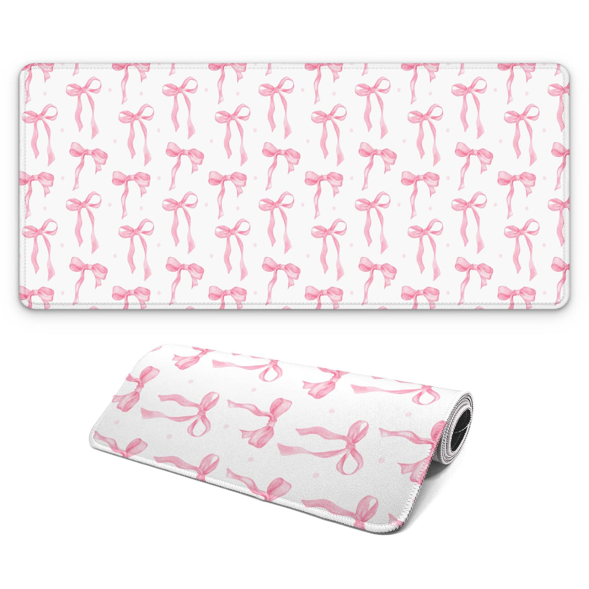 Large Computer Mouse Pad with Non-Slip Base for Desktop, Cute Gaming Mouse Mat with Stitched Edges, Long Extended Anime Mousepad for Laptop, 31.5 x 11.8 inches (Cute Ribbon Bow)