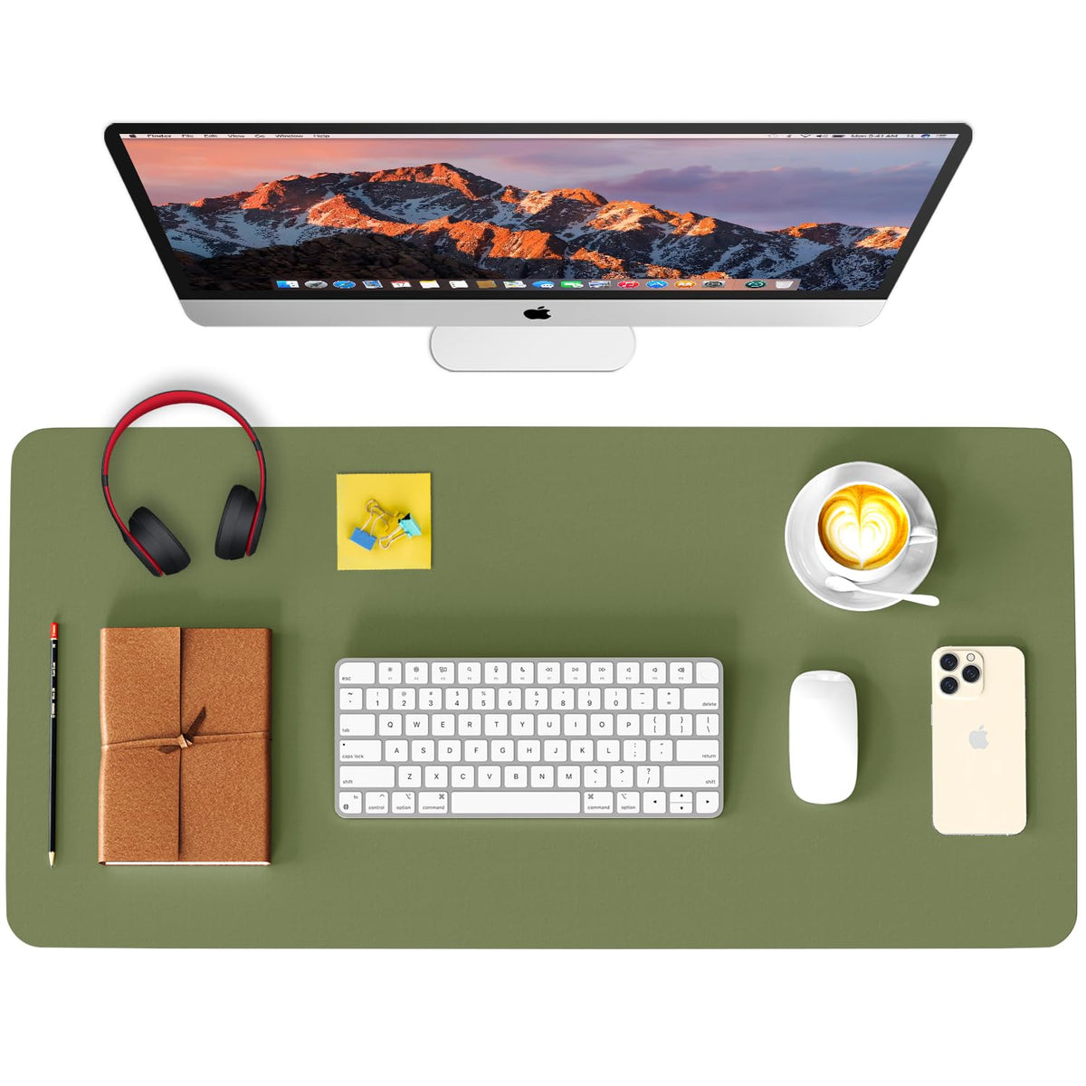 Non-Slip Waterproof Leather Desk Pad Mouse Mat, Purple 31.5x15.7 in