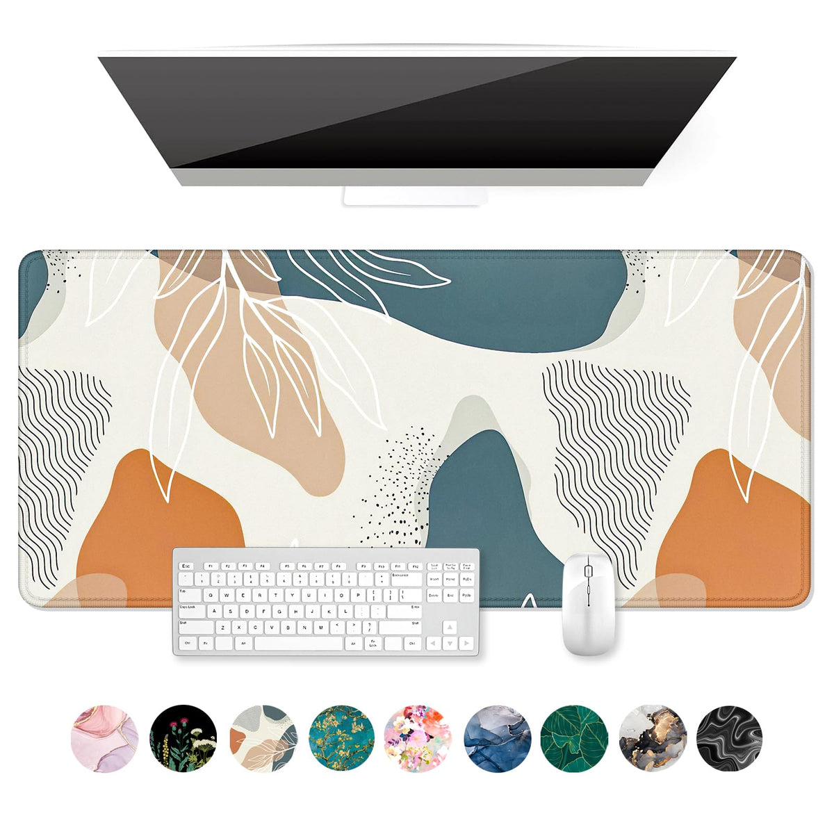 Desk Mat, Ultra Large Mouse Pad, XXL Gaming Mousepad, Green Tropical Leaves Deskpad, Big Extended Full Size Mouse Pad, Desktop Desk Matt for Keyboard, Laptop & Computer, 35.5 x 15.7 in