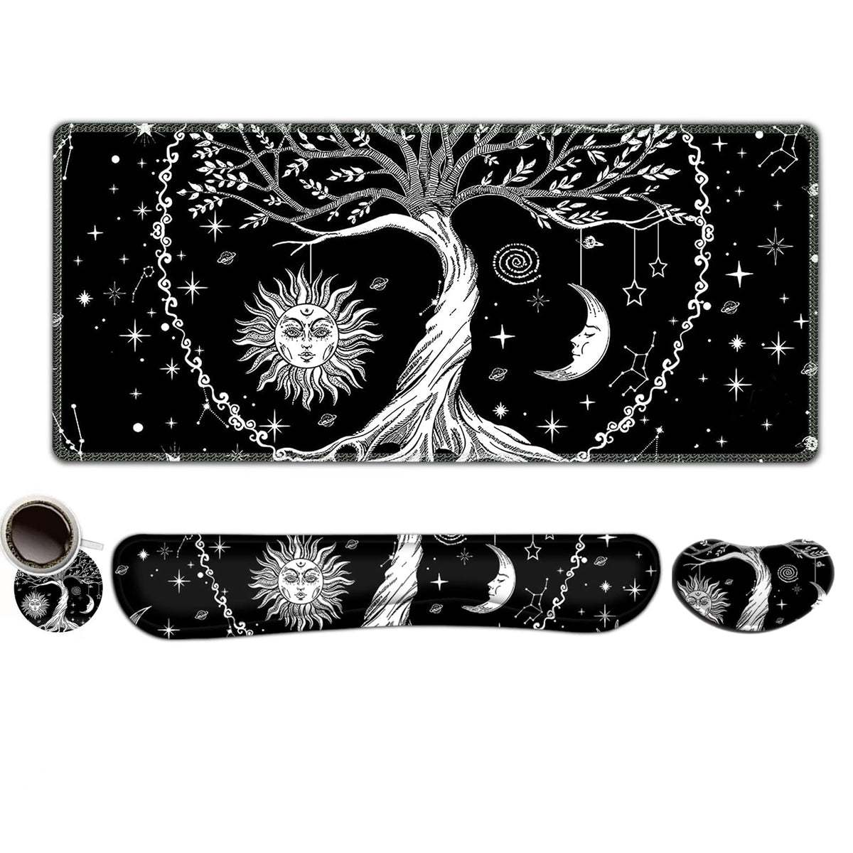 ToLuLu Extended Gaming Mouse Pad, Memory Foam Keyboard Mouse Wrist Rest Set