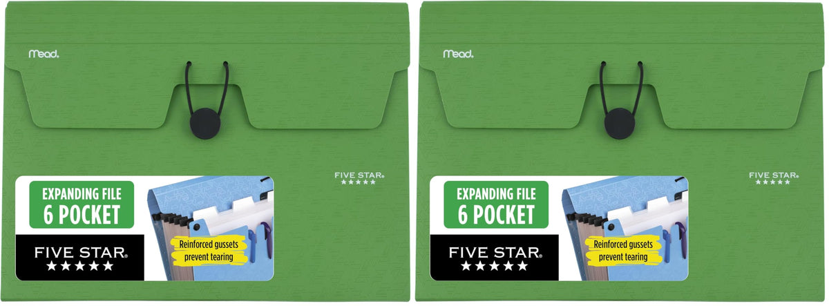 Five Star Expanding File Organizer, 6-Pocket Accordian File Organizer, Bungee Closure, Holds 8-1/2" x 11" Paper, Tidewater Blue (350100C-ECM)