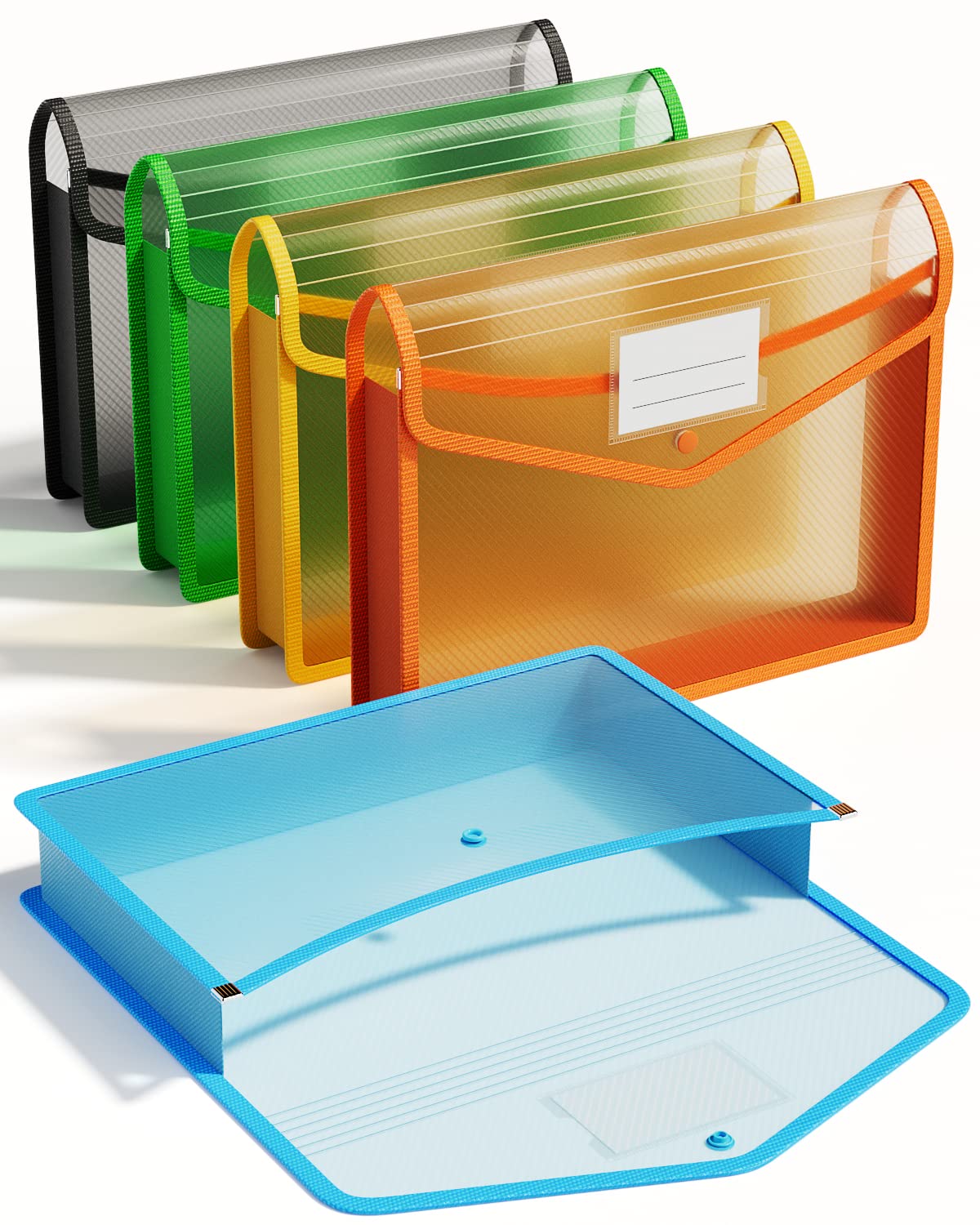 ThinkTex Plastic Expanding File Folders, Transparent Envelopes with Elastic