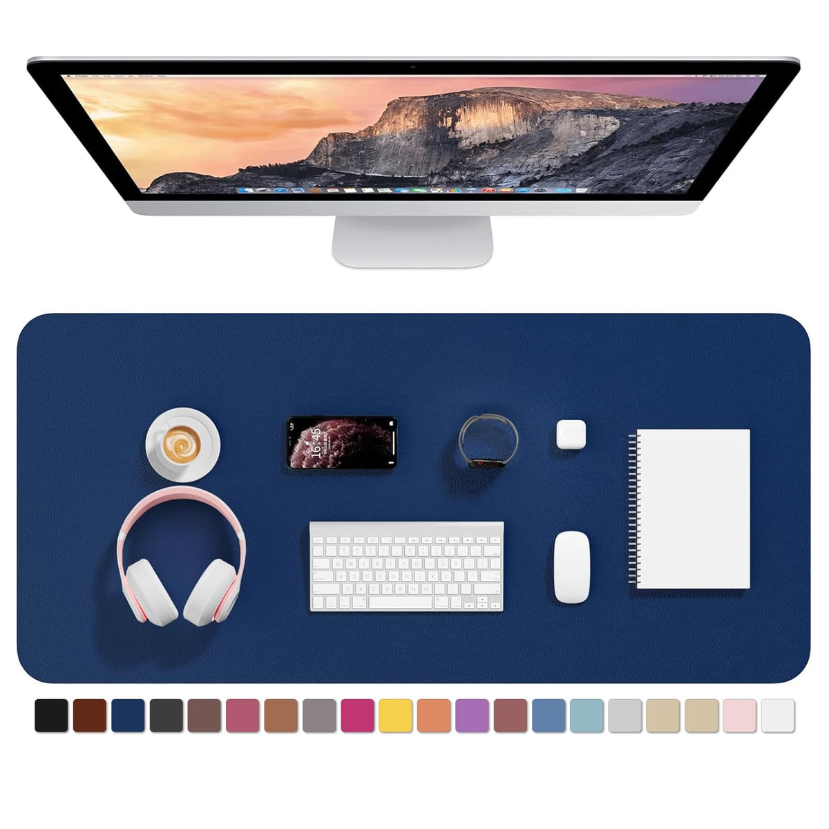 Hsurbtra Desk Pad, 30" x 14" PU Leather Desk Mat, XL Extended Mouse Pad, Waterproof Desktop Blotter Protector, Non-Slip Ultra Thin Large Laptop Keyboard Writing Mat for Office Home, Pink