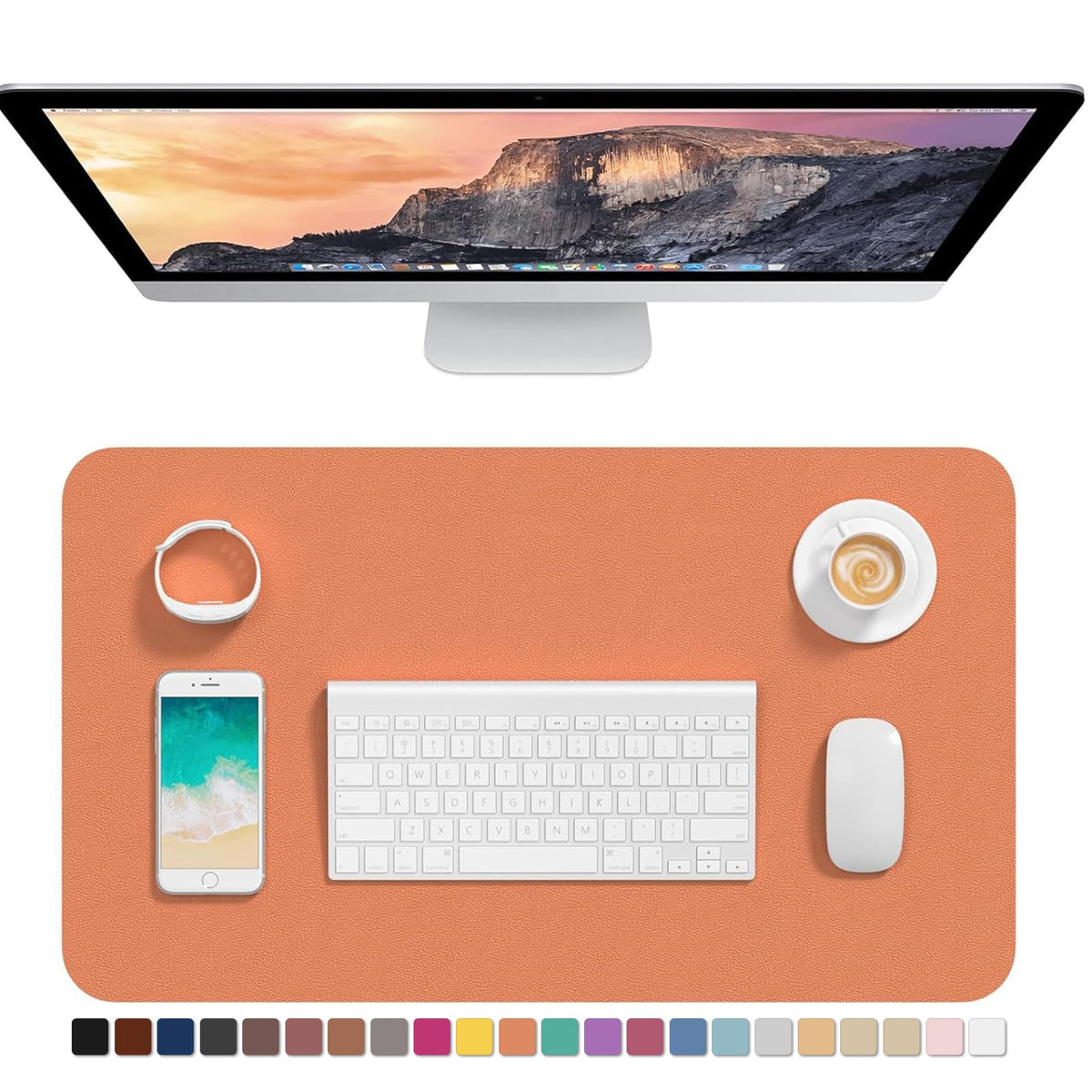 Hsurbtra Desk Pad, 30" x 14" PU Leather Desk Mat, XL Extended Mouse Pad, Waterproof Desktop Blotter Protector, Non-Slip Ultra Thin Large Laptop Keyboard Writing Mat for Office Home, Pink