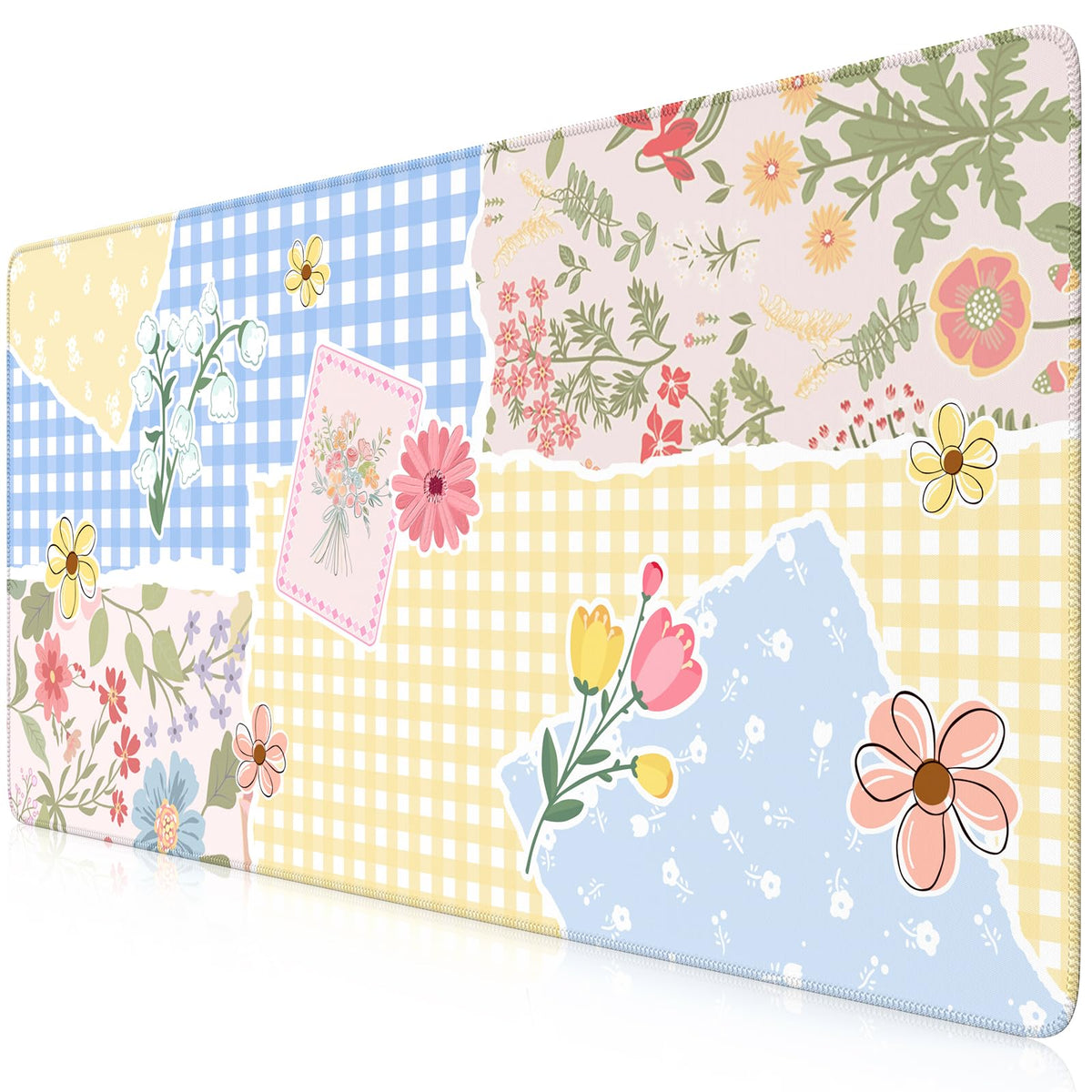 iCasso Desk Mat,Mouse Pad for Office Desk,35.4x15.7in,Pink Flowers