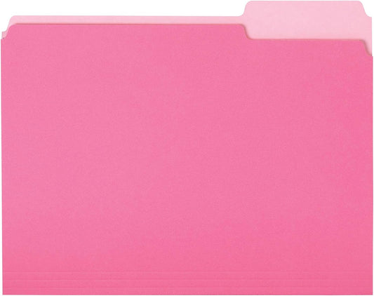 Amazon Basics File Folders for Organization, Letter Size, 1/3 Cut Tab, Pink, 36-Pack