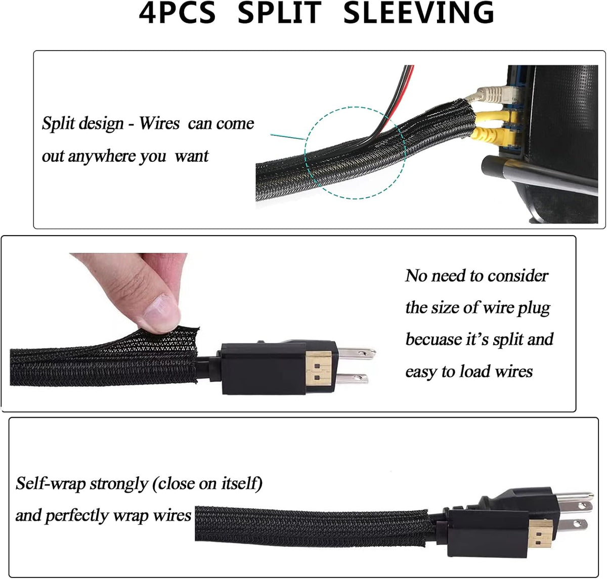 N NOROCME 192 PCS Cable Management Kit 4 Wire Organizer Sleeve