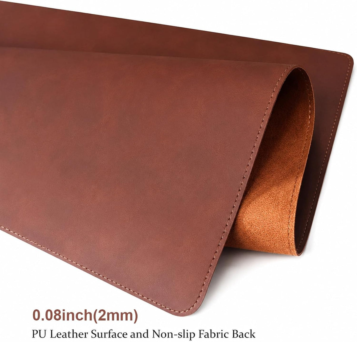 Non-Slip Leather Desk Pad,Large Mouse Mat,PU Leather Blotter,Laptop Desk Mat,Waterproof Writing Pad for Office and Home,(Red Brown 31.5" x 15.8")
