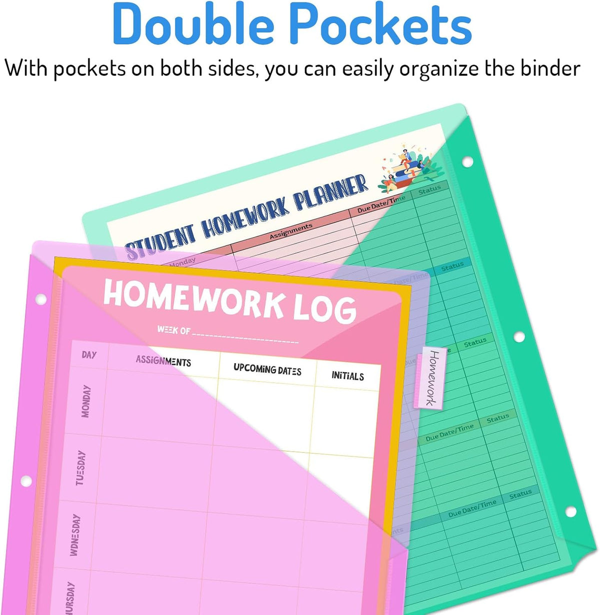 Forvencer 8 Count Dividers with 2 Pockets,8 tabs Binder Dividers with tabs