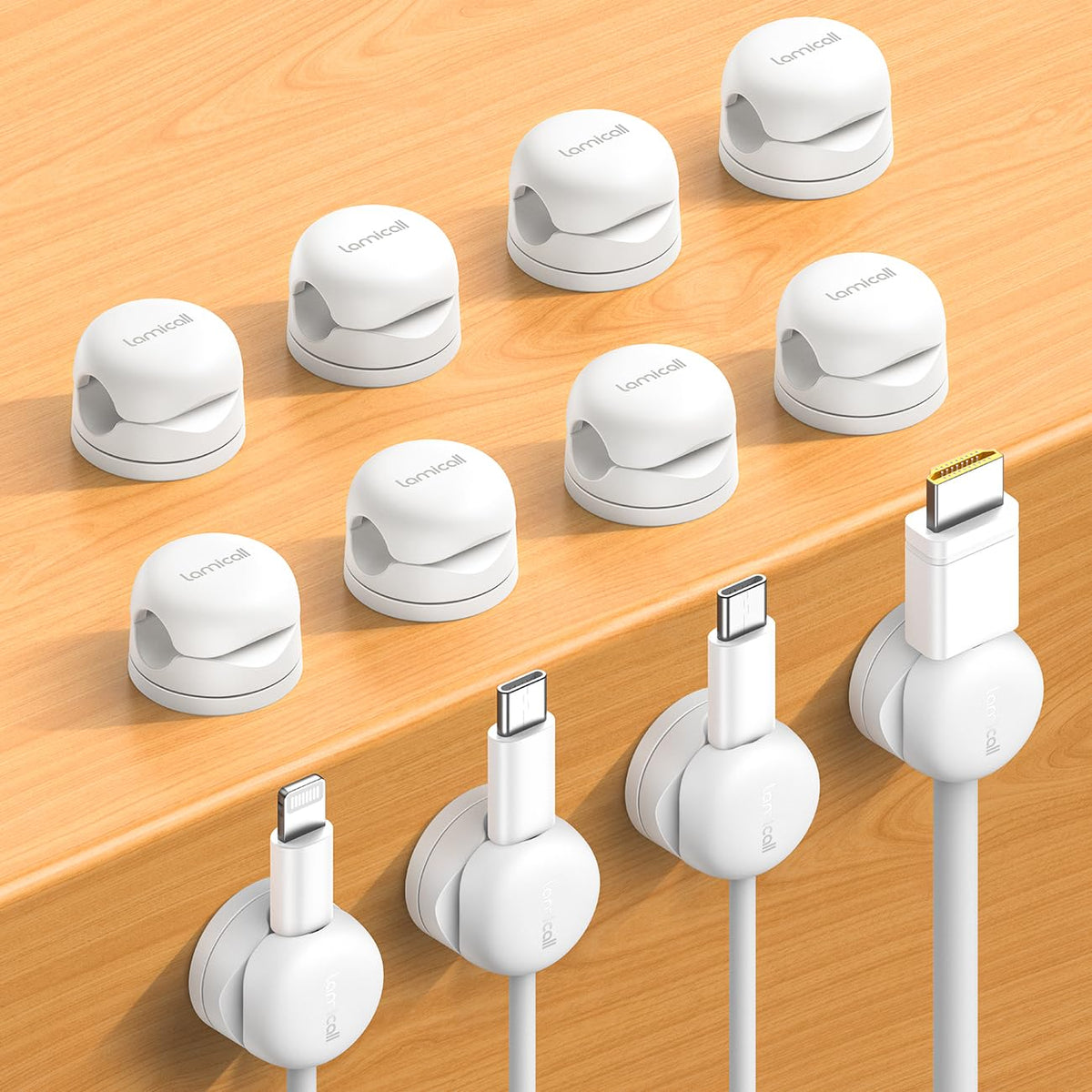 Lamicall 6 Pack Rotatable Cord Organizer, [1s Lock] Spring Cable Clips