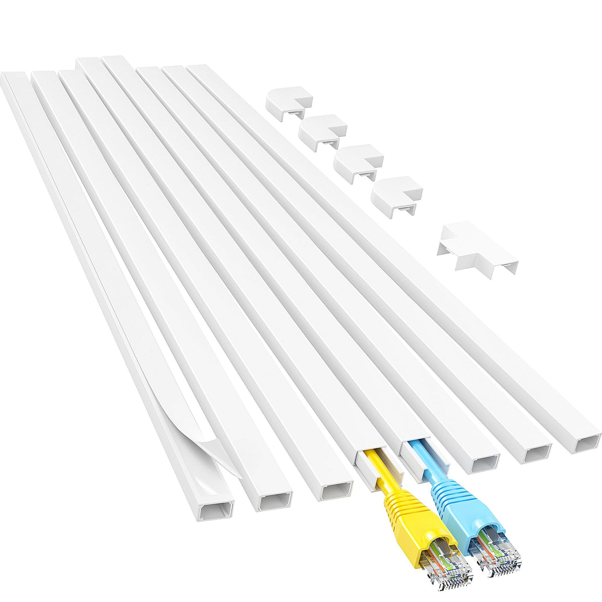 Yecaye Cord Hider, 113in One-Cord Cable Raceways, W0.59in H0.4in, White