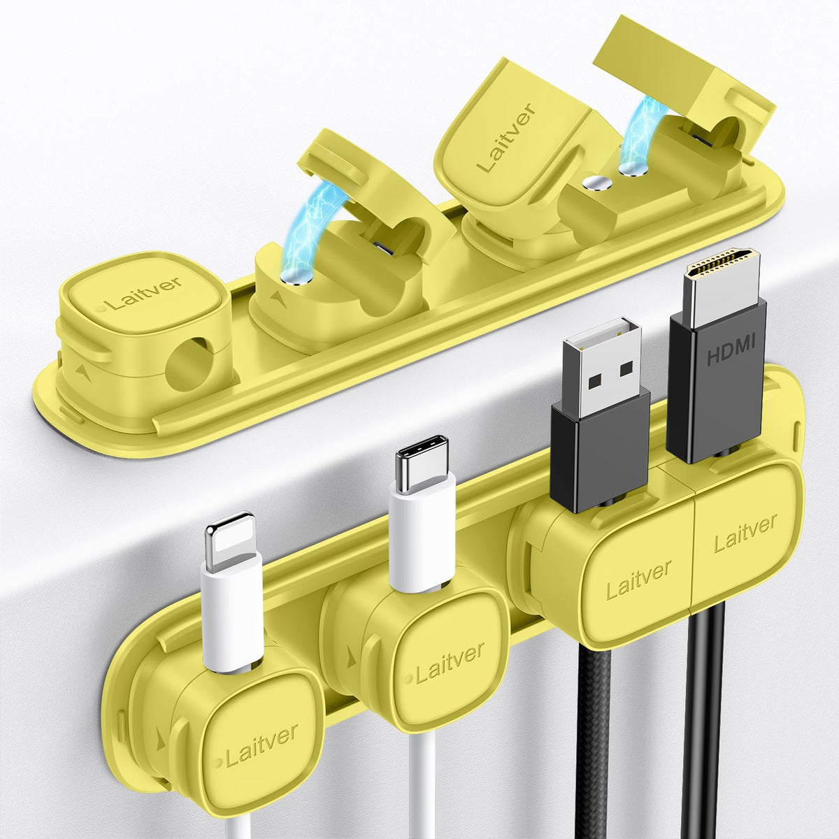 6 Pack Magnetic Cable Clips [1s Open/Lock], Cord Organizer Holder
