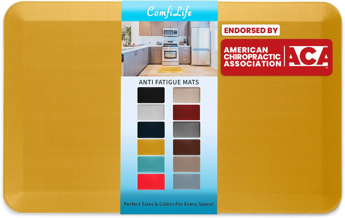ComfiLife Anti Fatigue Floor Mat – 3/4 Inch Thick Kitchen Mats for Floor, Standing Desk Mat, Kitchen Rug – Comfort at Home, Office – Durable – Stain Resistant – Non-Slip Bottom (20" x 32", Black)