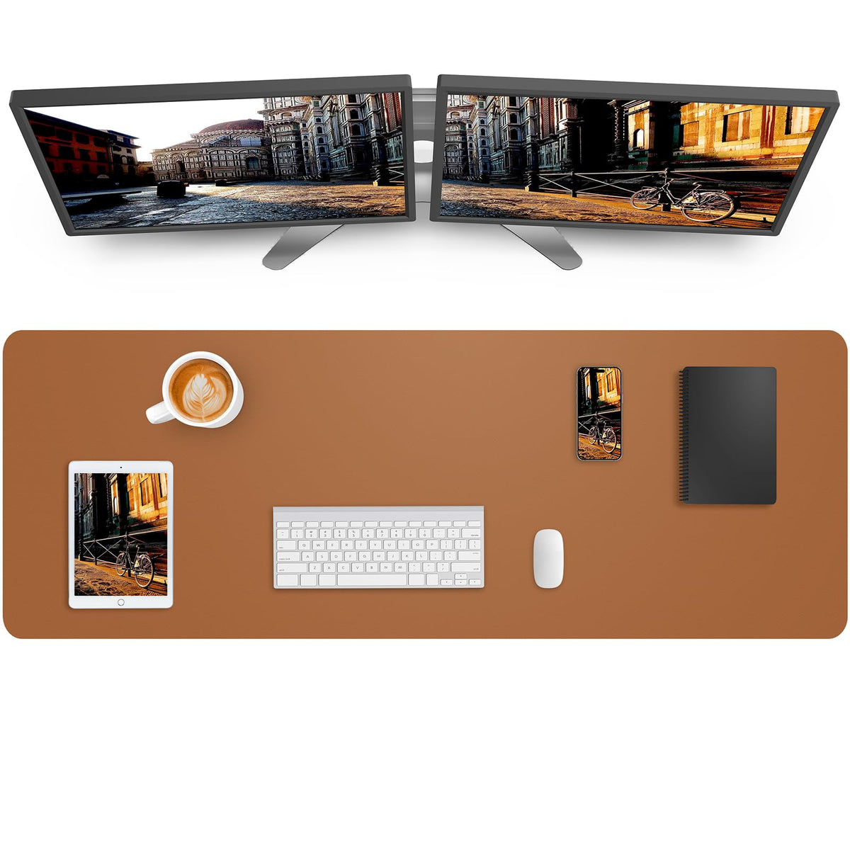 AFIING Leather Desk Pad Protector, Mouse Pad, Office Desk Mat, Non-Slip PU Leather Desk Blotter, Large Desk Mat, Waterproof Keyboard Mat for Office/Home/Decor (Dark Green, 48" x 17")