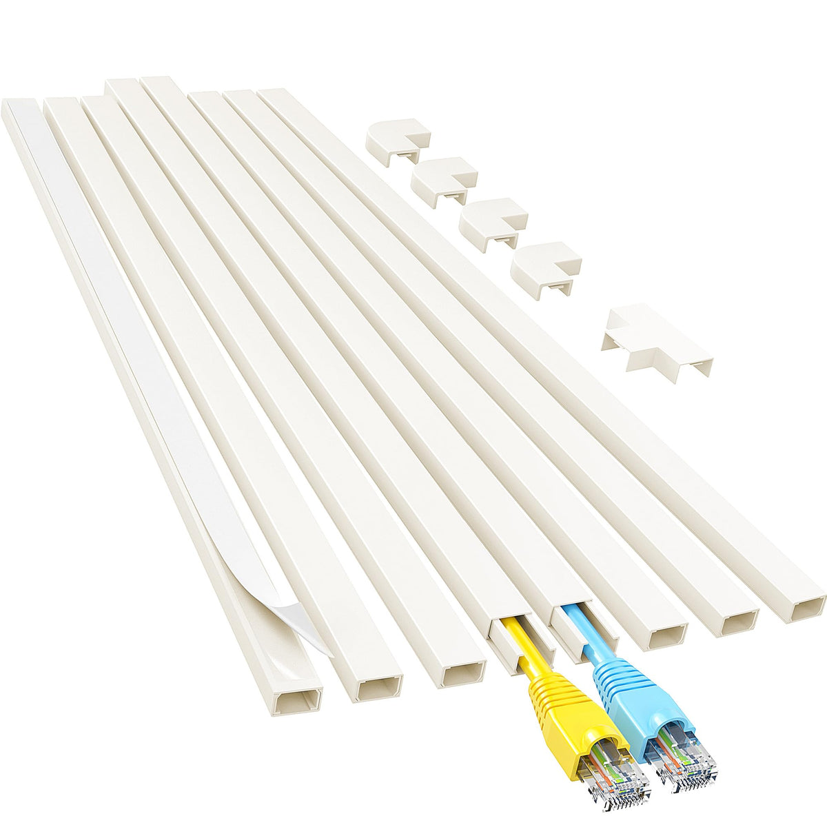 Yecaye Cord Hider, 113in One-Cord Cable Raceways, W0.59in H0.4in, White