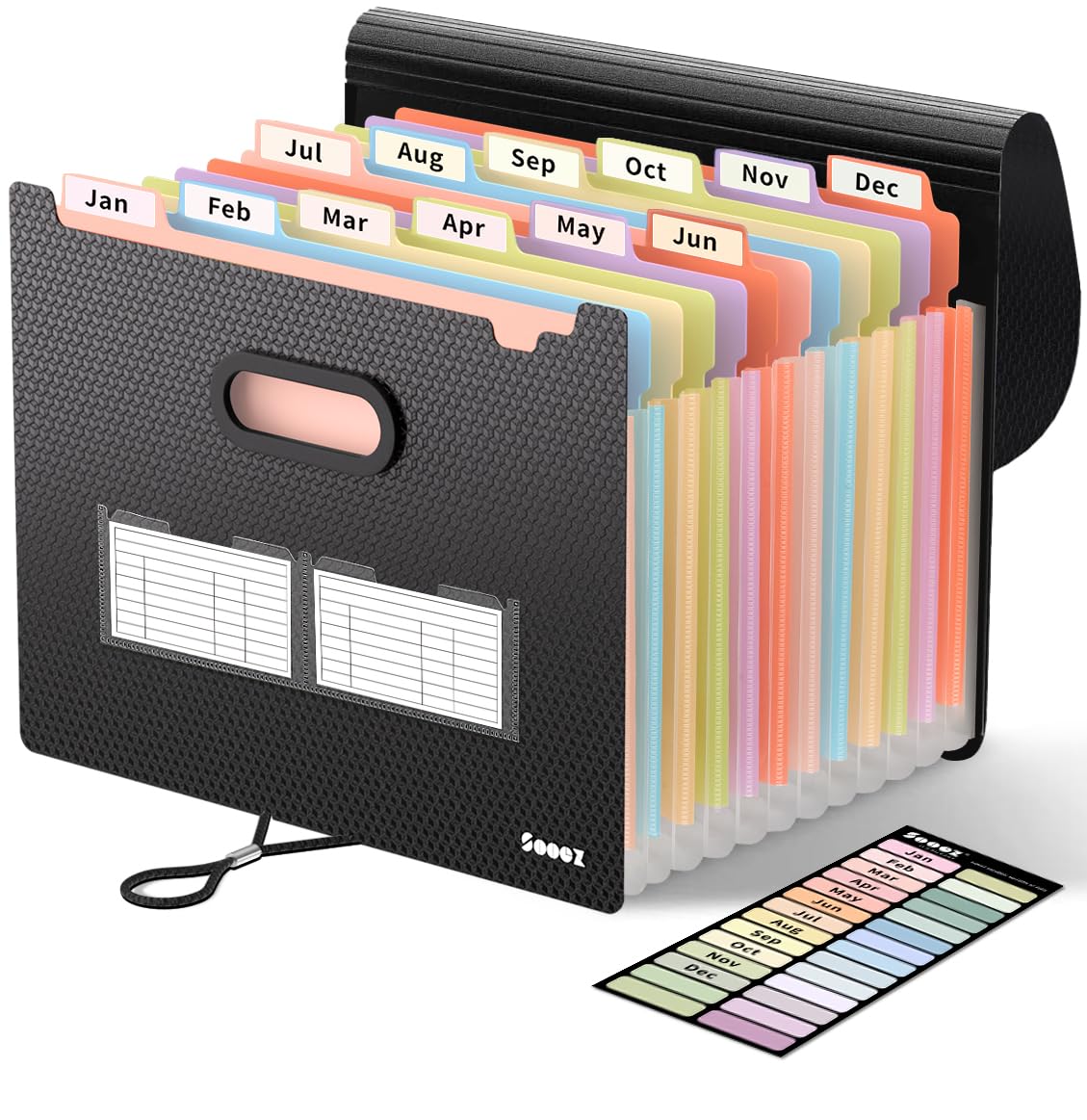 Sooez Accordion File Organizer, 13-Pocket Expanding File Folder Letter Size