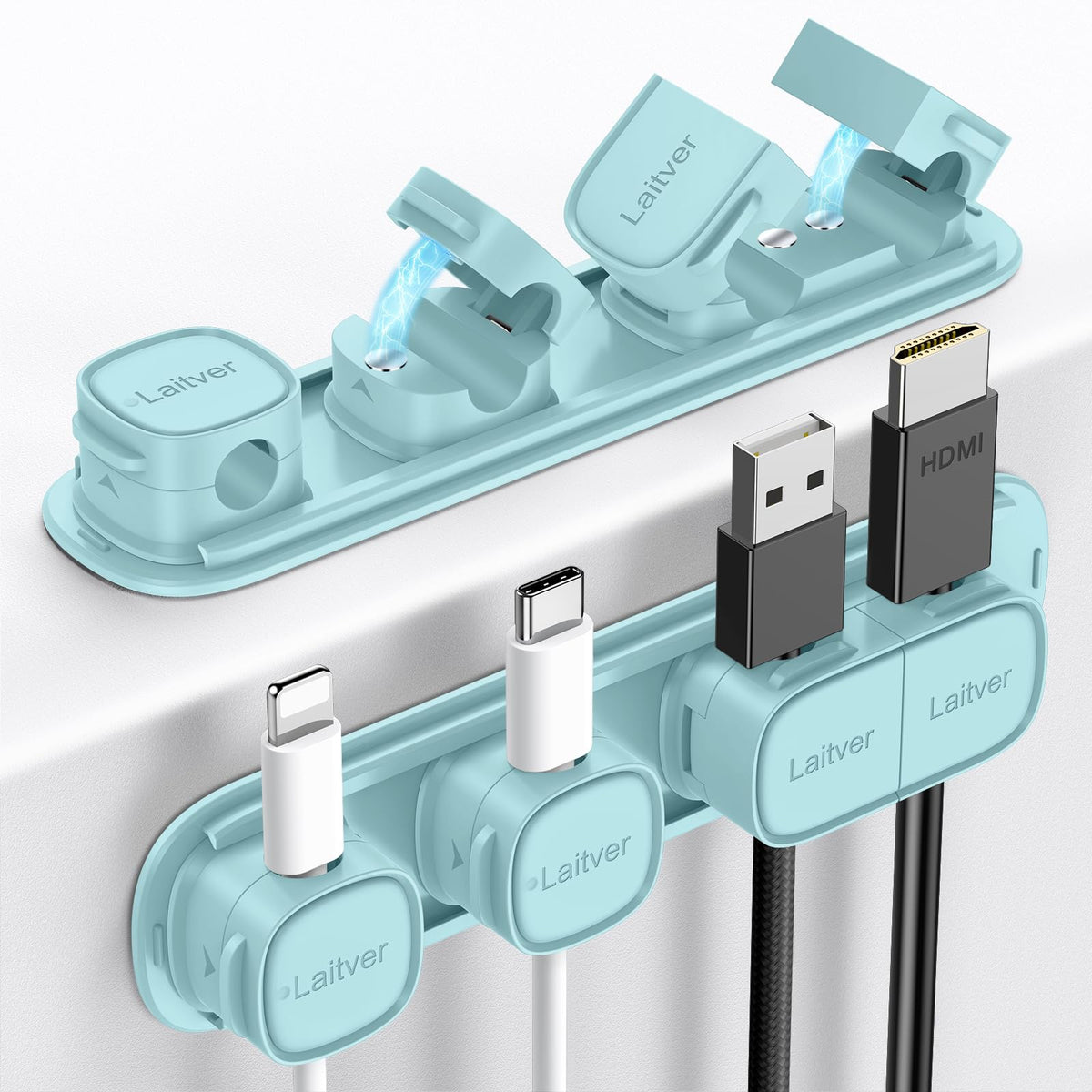 6 Pack Magnetic Cable Clips [1s Open/Lock], Cord Organizer Holder