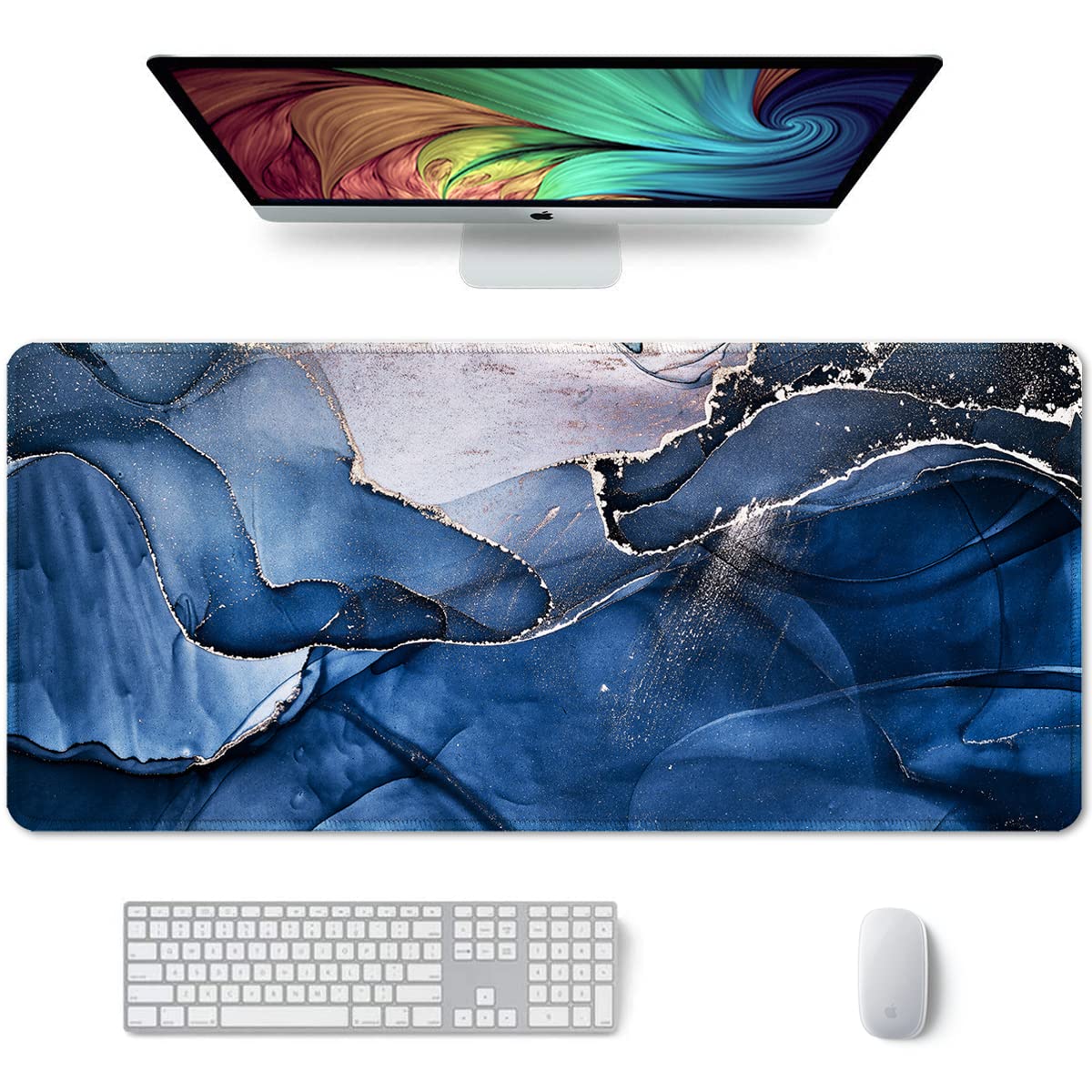Desk Mat, Ultra Large Mouse Pad, XXL Gaming Mousepad, Green Tropical Leaves Deskpad, Big Extended Full Size Mouse Pad, Desktop Desk Matt for Keyboard, Laptop & Computer, 35.5 x 15.7 in