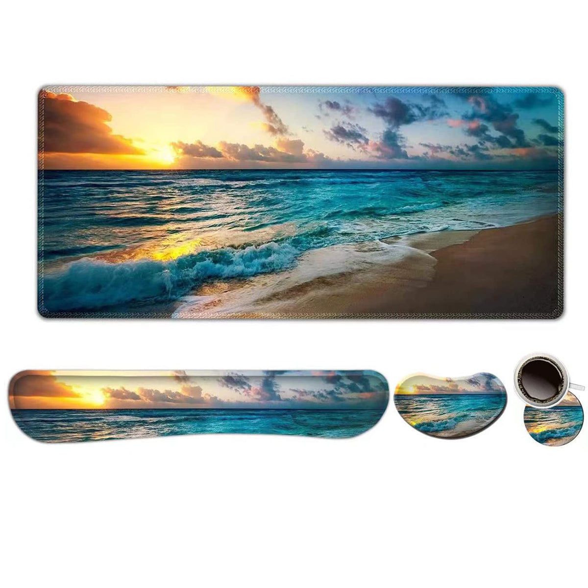 ToLuLu Extended Gaming Mouse Pad, Memory Foam Keyboard Mouse Wrist Rest Set