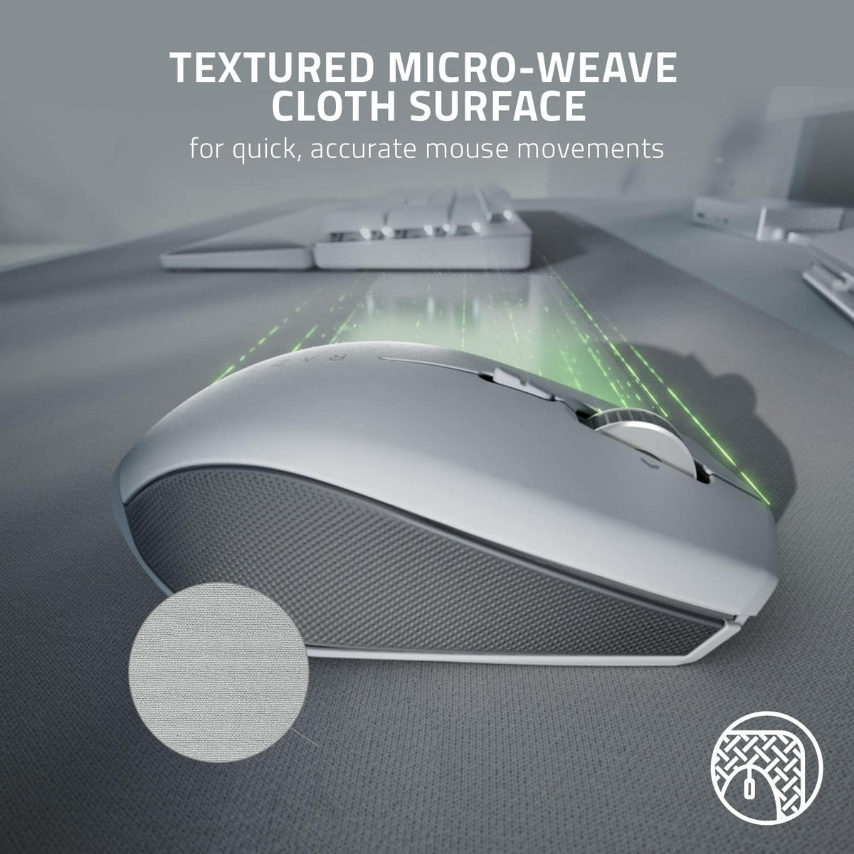 Razer Pro Glide Soft Mouse Mat, Textured Micro-Weave Cloth, White, XXL
