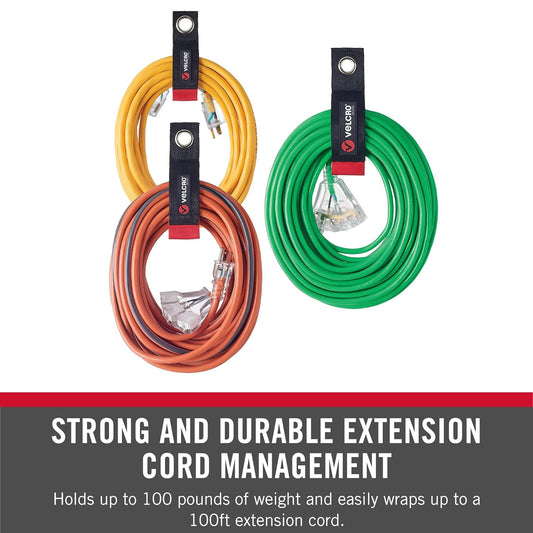 VELCRO Brand Easy Hang Extension Cord Holder Straps Variety Pack, Black