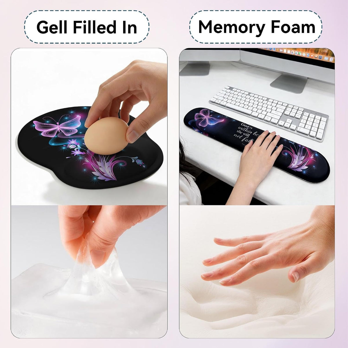 Desk Mat Set Keyboard and Mouse Pad with Wrist Rest Support