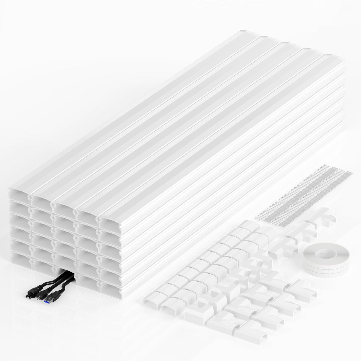 Yecaye TV Cord Hider, 42in Cord Cover Wall Mounted, W1.18in H0.6in, White