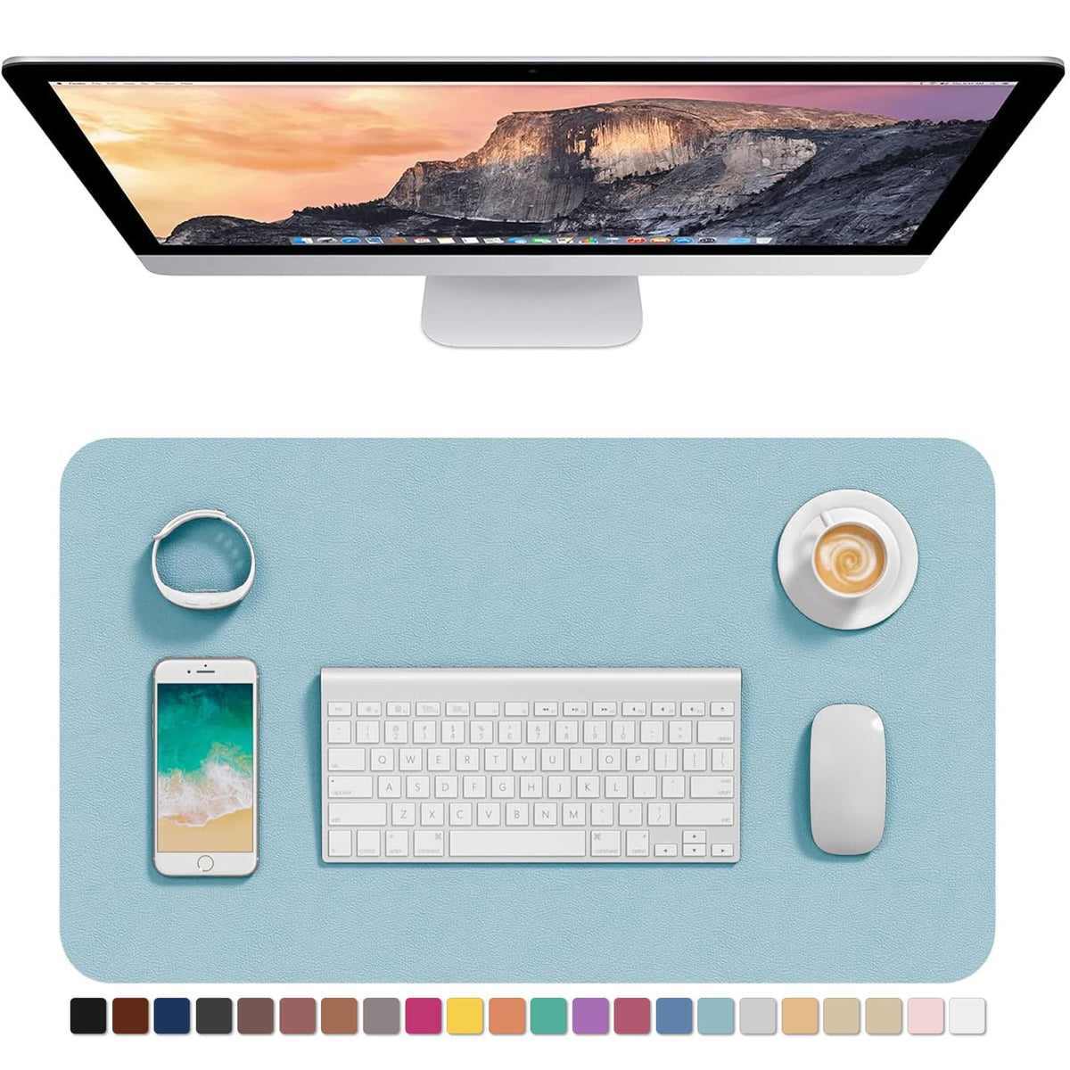 Hsurbtra Desk Pad, 30" x 14" PU Leather Desk Mat, XL Extended Mouse Pad, Waterproof Desktop Blotter Protector, Non-Slip Ultra Thin Large Laptop Keyboard Writing Mat for Office Home, Pink
