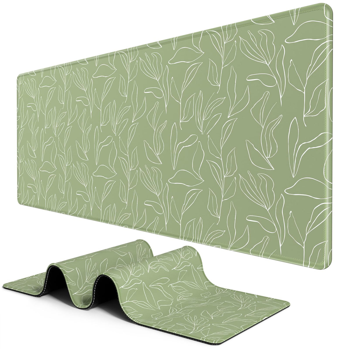 BOSOBO Extended Gaming Desk Mat, XXL Full Cover 31.5 x 11.8 Inches, Black Leopard Print