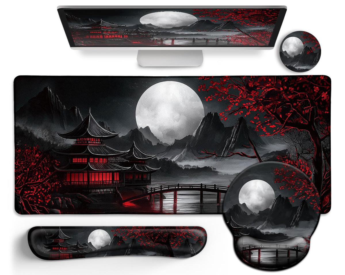LIMKRIAN Goth Skull Mouse Pad Set Large Desk Mat for Desktop Decor