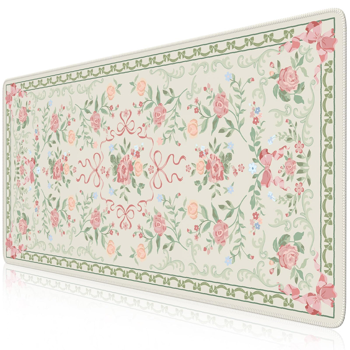 iCasso Desk Mat,Mouse Pad for Office Desk,35.4x15.7in,Pink Flowers