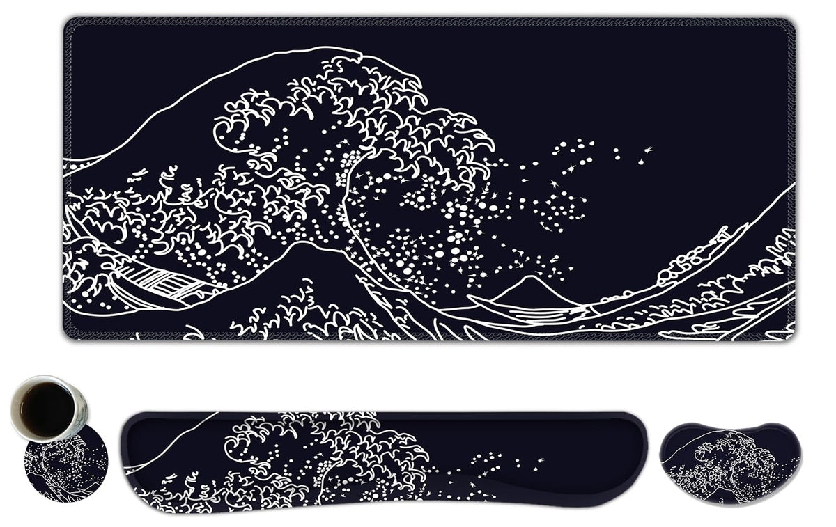 ToLuLu Extended Gaming Mouse Pad, Memory Foam Keyboard Mouse Wrist Rest Set