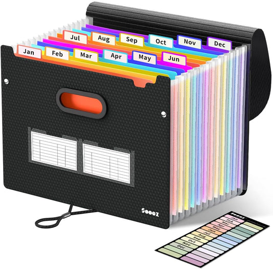 Sooez Accordion File Organizer, 13-Pocket Expanding File Folder Letter Size