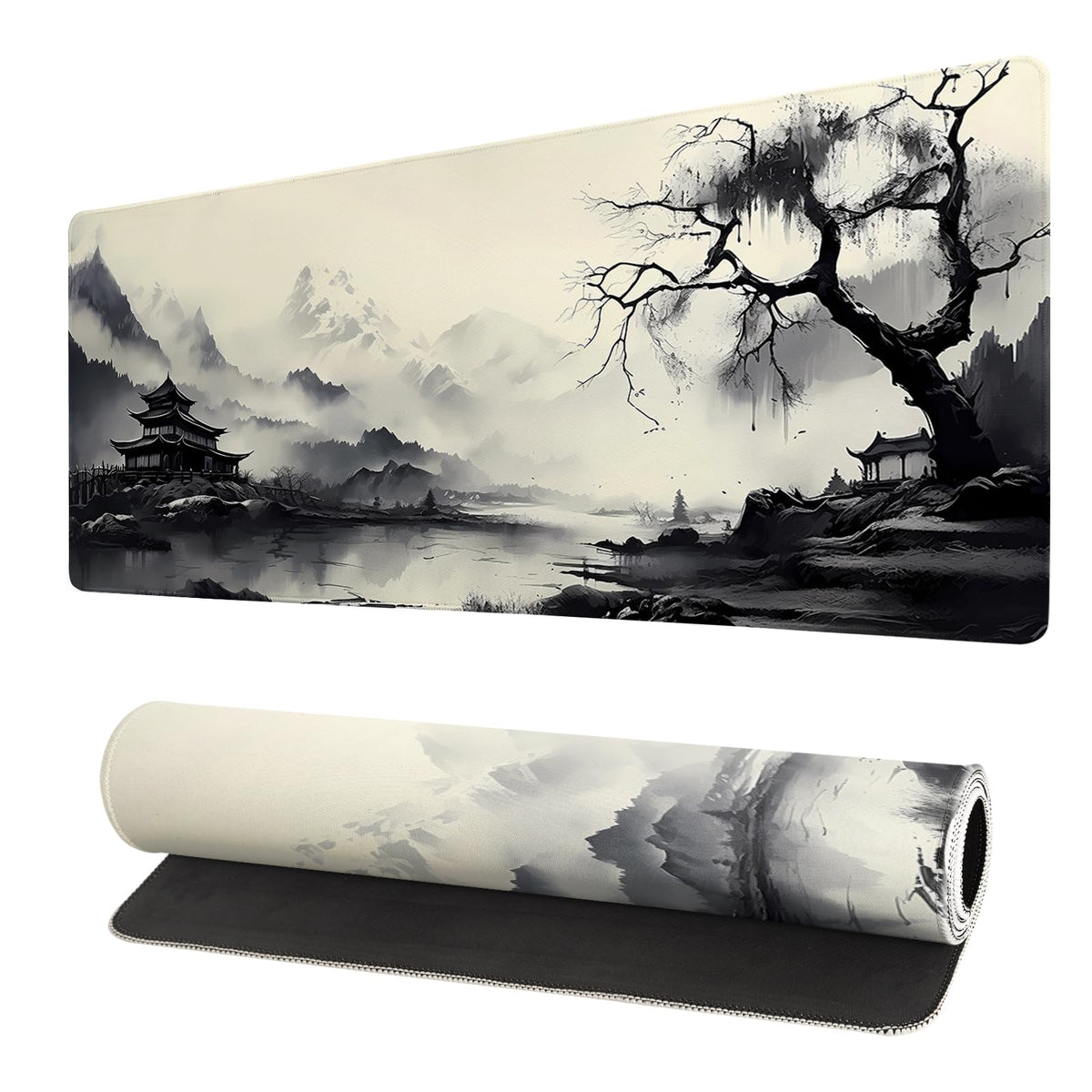 Japanese Mouse Pad, Large Japanese Desk Mat, XL Anime Gaming Keyboard Mat, Non-Slip Rubber Base, Big Extended Desk Protector for Home Office, 31.5”x11.8”