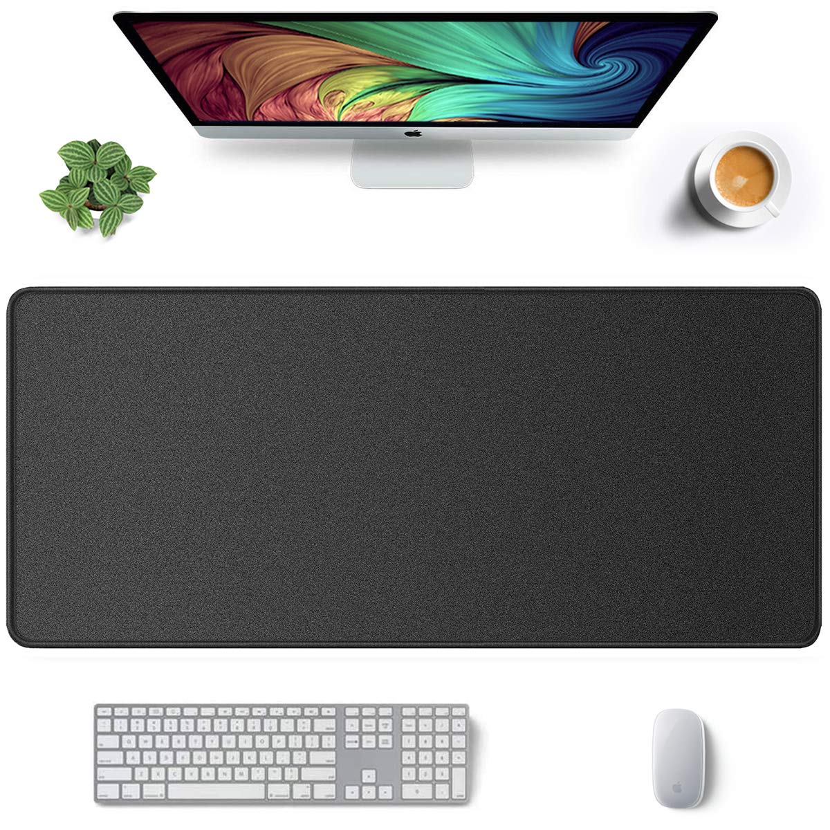 Desk Mat, Ultra Large Mouse Pad, XXL Gaming Mousepad, Green Tropical Leaves Deskpad, Big Extended Full Size Mouse Pad, Desktop Desk Matt for Keyboard, Laptop & Computer, 35.5 x 15.7 in