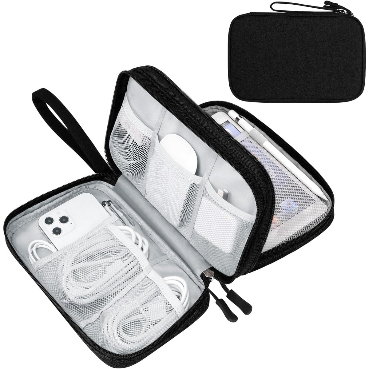 FYY Electronic Organizer, Travel Tech Pouch Bag, Medium, Black