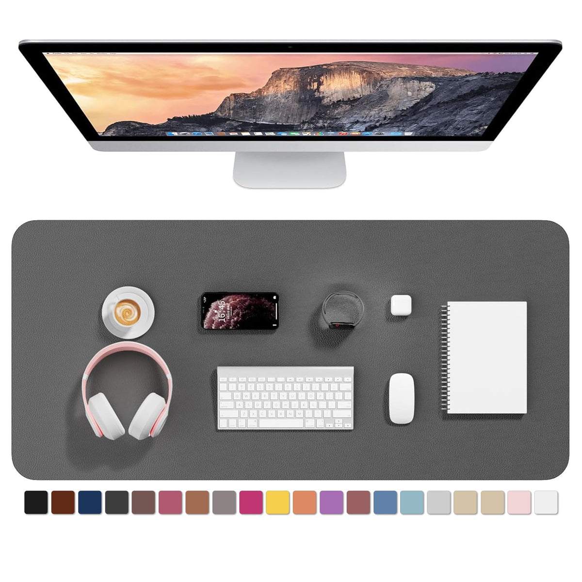 Hsurbtra Desk Pad, 30" x 14" PU Leather Desk Mat, XL Extended Mouse Pad, Waterproof Desktop Blotter Protector, Non-Slip Ultra Thin Large Laptop Keyboard Writing Mat for Office Home, Pink