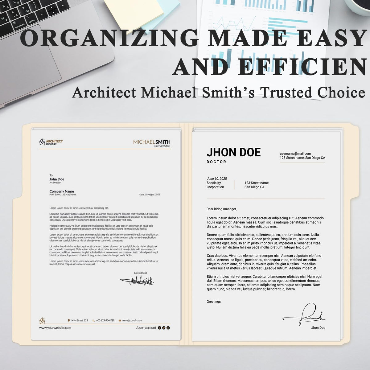Manilla Folders 8.5 x 11, Manila File Folders 1/3-Cut Letter Size