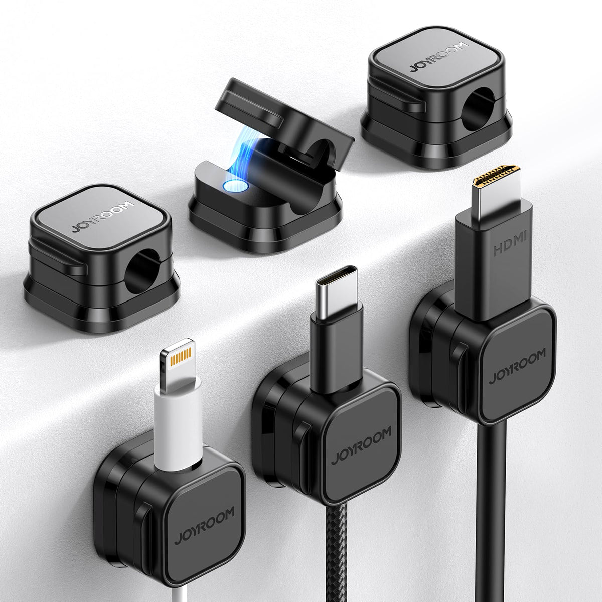 JOYROOM 9 Pack Magnetic Cable Clips Cord Organizer Adhesive Wire Management