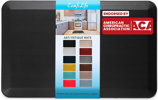 ComfiLife Anti Fatigue Floor Mat – 3/4 Inch Thick Kitchen Mats for Floor, Standing Desk Mat, Kitchen Rug – Comfort at Home, Office – Durable – Stain Resistant – Non-Slip Bottom (20" x 32", Black)